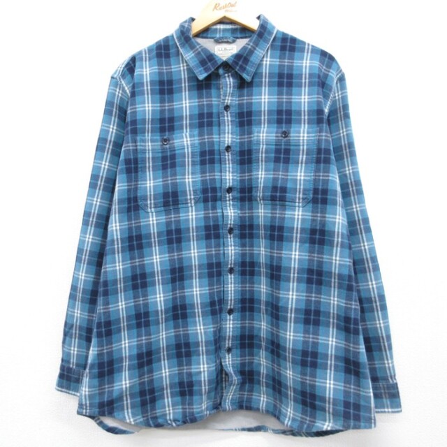 L.L.Bean 00s 長袖シャツ フランネル ネイビーチェック メンズXL相当 | 古着