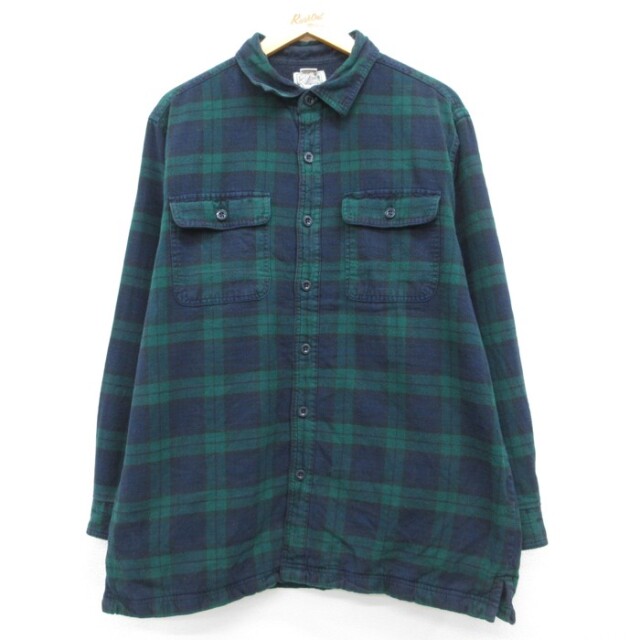 L.L.Bean 00s 長袖シャツ フランネルチェック グリーン メンズXL相当 | 古着