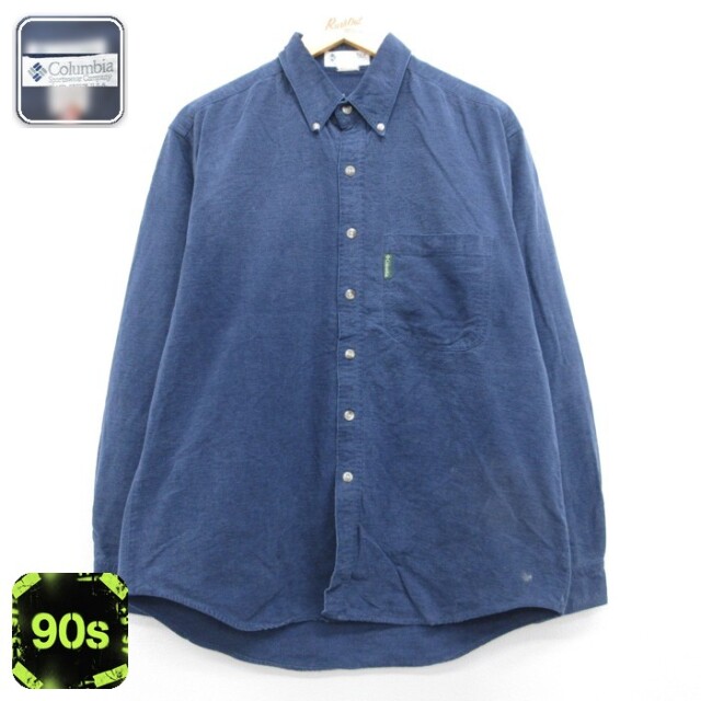コロンビア 90s 長袖シャツ フランネル ネイビー メンズXL相当 | 古着