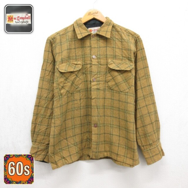 70s 長袖シャツ フラップポケット チェック メンズM相当 | 古着