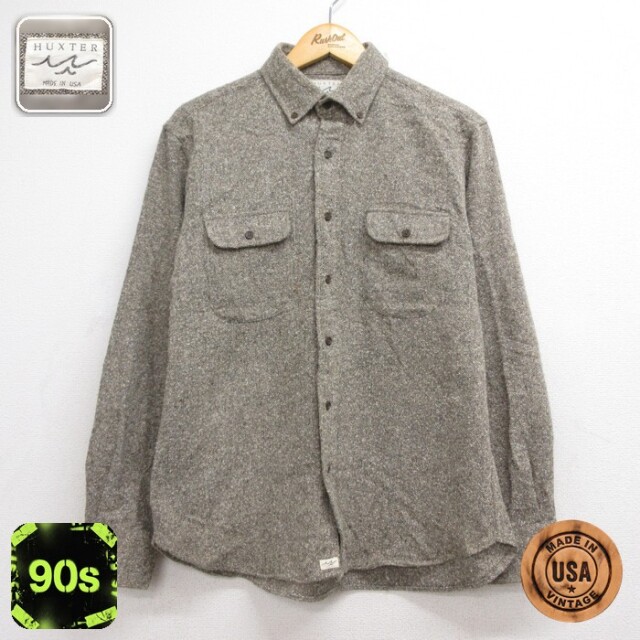HUXTER 90s 長袖シャツ フラップポケット ベージュ メンズL相当 | 古着