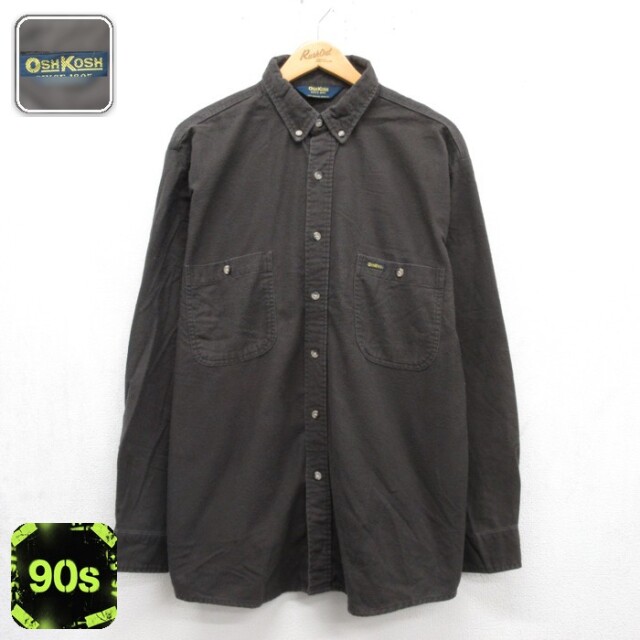 オシュコシュ 90s 長袖シャツ フランネル ブラック メンズXL相当 | 古着