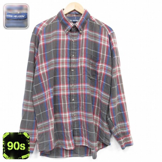 バンヒューセン 90s 長袖フランネルシャツ チェック ブラウン XL | 古着