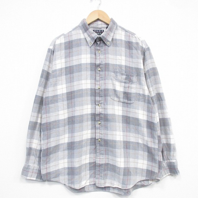 【20%OFF】TRADER BAY 長袖フランネルシャツ チェック グレー XL | 古着
