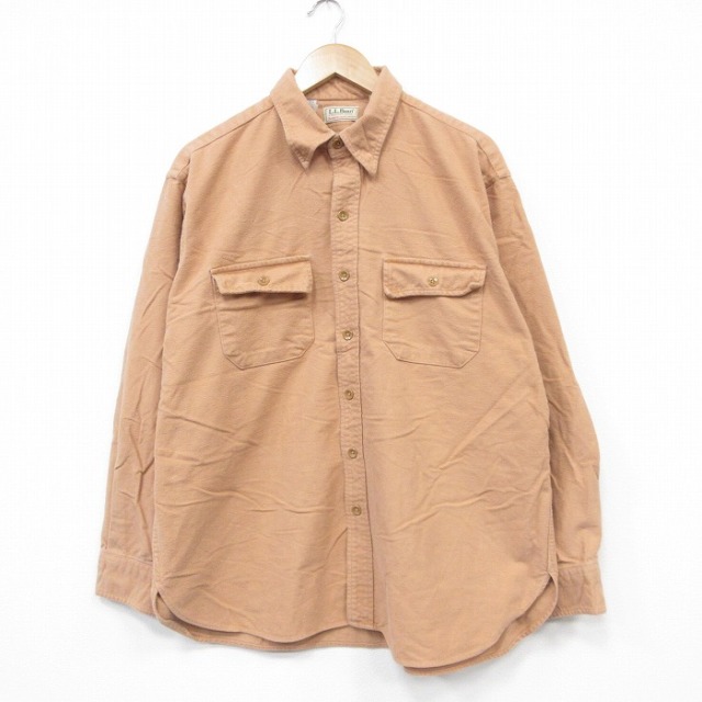 【20%OFF】エルエルビーン 80s 長袖フランネルシャツ シャモアクロス オレンジ XL | 古着