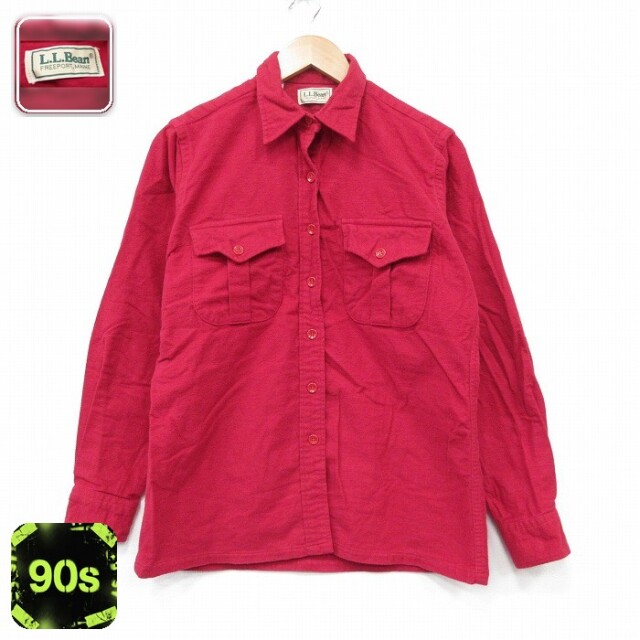 【50%OFF】エルエルビーン 90s 長袖フランネルシャツ ヘビー レッド M | 古着