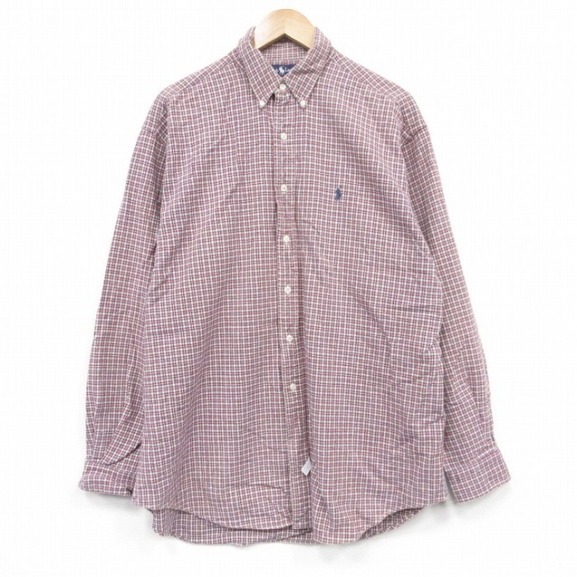 【20%OFF】ラルフローレン 90s 長袖シャツ ワンポイントロゴ レッドチェック XL | 古着