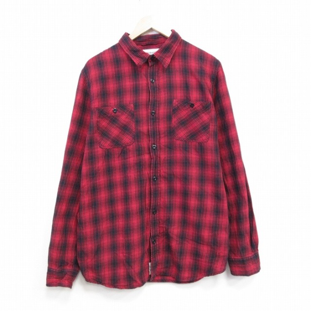 【20%OFF】ラルフローレン 長袖フランネルシャツ オンブレチェック レッド XL | 古着