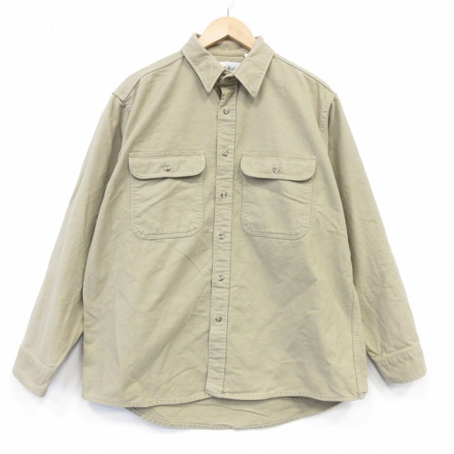 【20%OFF】90s ヘビーフランネルシャツ ベージュ XL | 古着