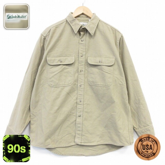【50%OFF】90s ヘビーフランネルシャツ ベージュ XL | 古着