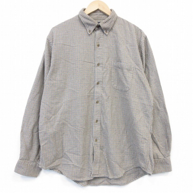 【20%OFF】ランズエンド 長袖フランネルシャツ ベージュチェック XL | 古着