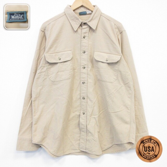 【50%OFF】ウールリッチ 長袖フランネルシャツ ヘビー ベージュ XL | 古着