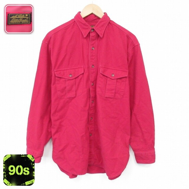 【20%OFF】エディーバウアー 90s 長袖フランネルシャツ ヘビー レッド L | 古着
