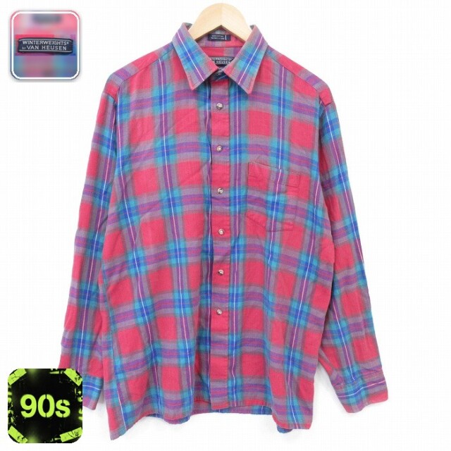 バンヒューセン 90s 長袖フランネルシャツ レッドチェック XL | 古着