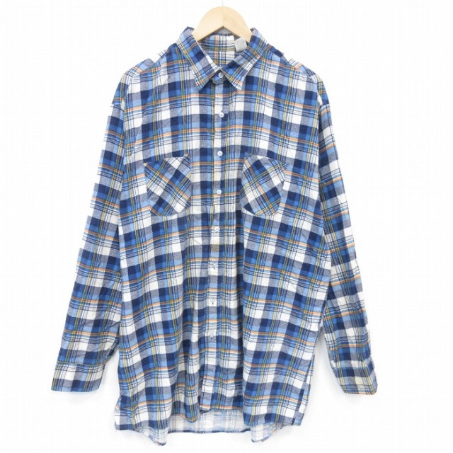 【20%OFF】80s 長袖フランネルシャツ ブルーチェック XL | 古着