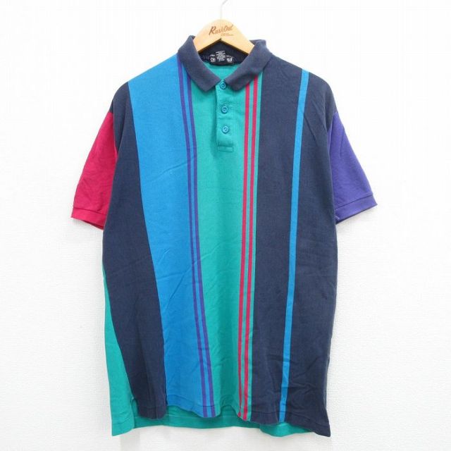 【50%OFF】90s 半袖ポロシャツ ブルーグリーン XL | 古着