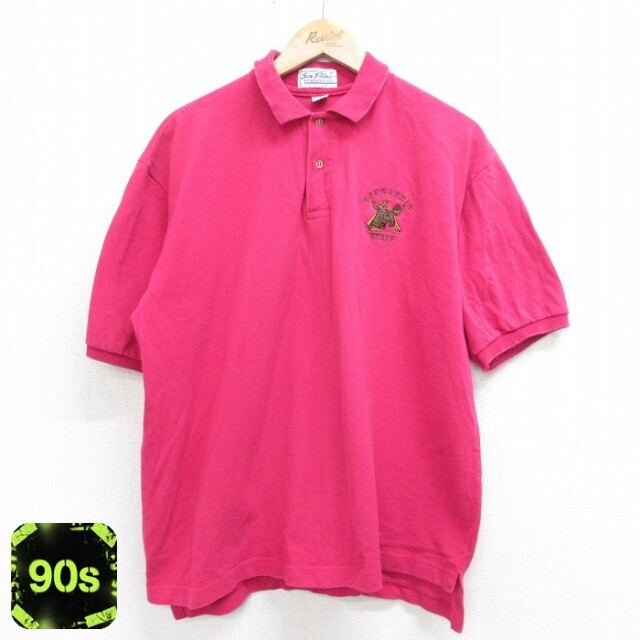 ポロシャツ 90s 半袖ポロシャツ シカ ピンク XL | 古着