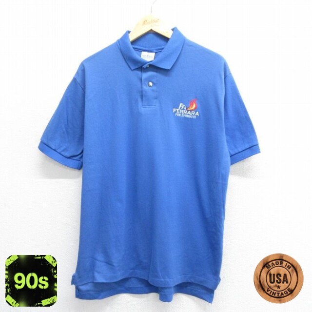90s 半袖ポロシャツ FFA ブルー XL | 古着