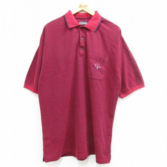 【50%OFF】メンバーズオンリー 90s 半袖ポロシャツ ワンポイントロゴ バーガンディ XL | 古着