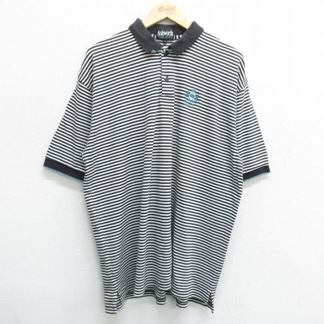 【50%OFF】バミューダ 90s 半袖ポロシャツ ボーダー ブラック XL | 古着