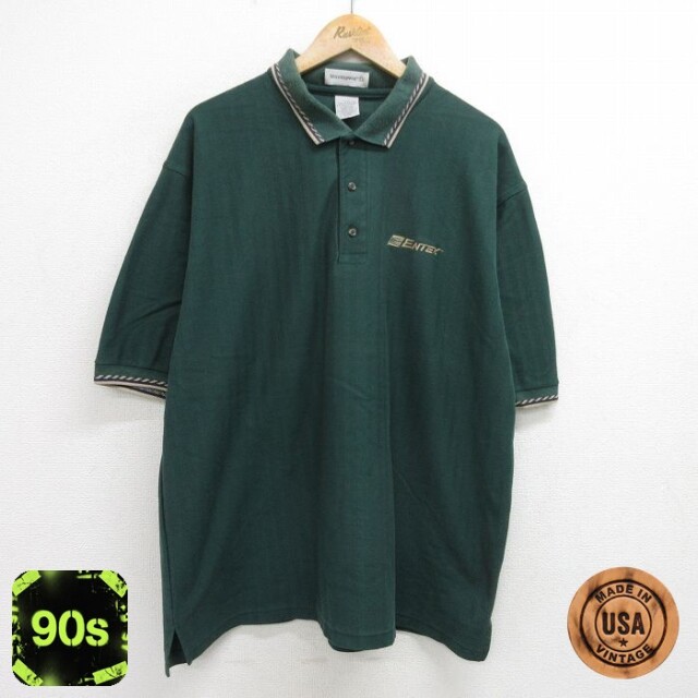 マンシングウェア 90s 半袖ポロシャツ ENTEX グリーン XL | 古着