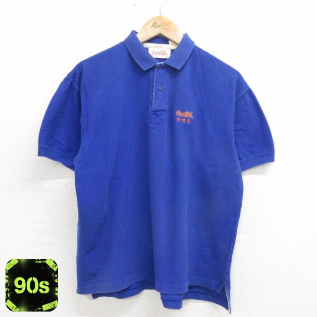90s 半袖ポロシャツ コカコーラ ブルー XL | 古着