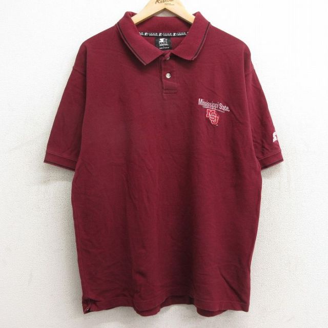 【50%OFF】スターター 半袖ポロシャツ ミシシッピ バーガンディ XL | 古着