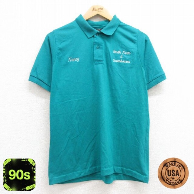 90s 半袖ポロシャツ Smith 青緑 メンズL相当 | 古着