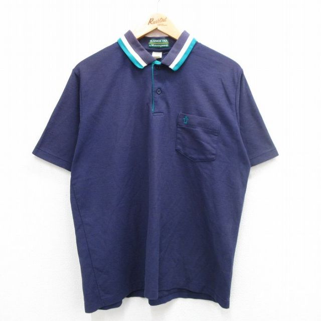 マンシングウェア 90s 半袖ポロシャツ 鹿の子 ネイビー XL | 古着