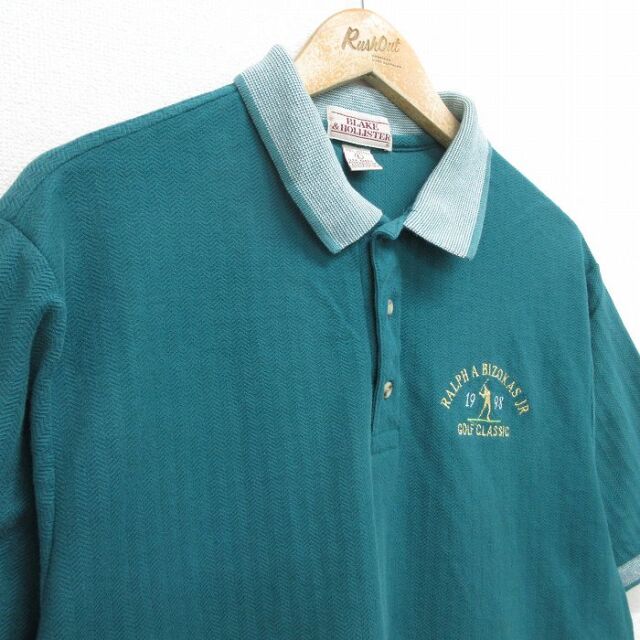 古着通販 L☆古着 半袖 ポロ シャツ メンズ 90年代 90s ゴルフ 大きい