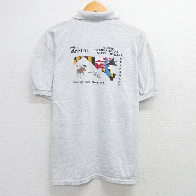 【50%OFF】ヘインズ 00s 半袖ポロシャツ シカ グレー XL | 古着