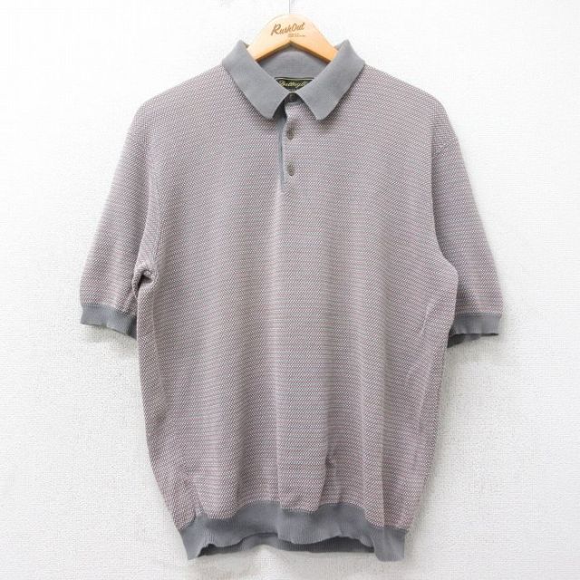 XL★古着 半袖 ポロ シャツ メンズ 90年代 90s コットン イタリア製 グレー他 25apr14 中古 トップス