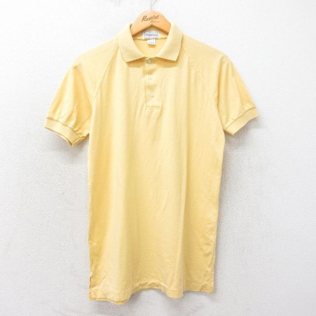 【50%OFF】M★古着 半袖 ポロ シャツ メンズ 90年代 90s ラグラン 黄 イエロー 25apr14 中古 トップス