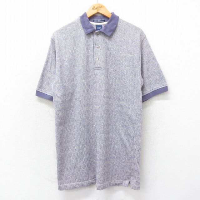 L★古着 ヒルトン 半袖 ポロ シャツ メンズ 90年代 90s ロング丈 USA製 紫系他 パープル 【spe】 25apr14 中古 トップス