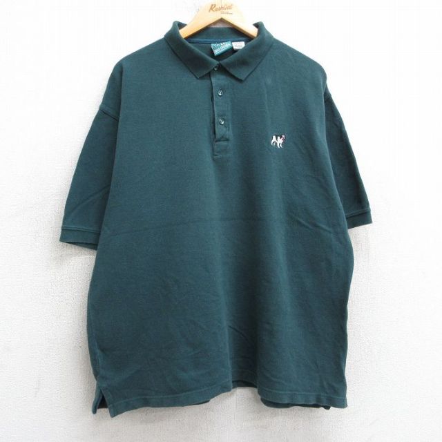 XL★古着 ビッグドッグス BIG DOGS 半袖 ポロ シャツ メンズ 00年代 00s ワンポイントロゴ 大きいサイズ コットン 緑 グリーン 25apr17 中古 トップス