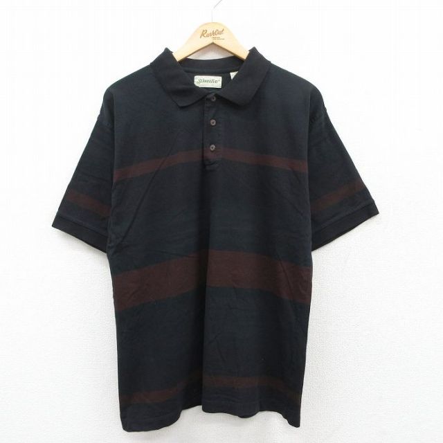 XL★古着 セントジョンズベイ 半袖 ポロ シャツ メンズ 90年代 90s コットン USA製 黒他 ブラック 【spe】 25apr26 中古 トップス