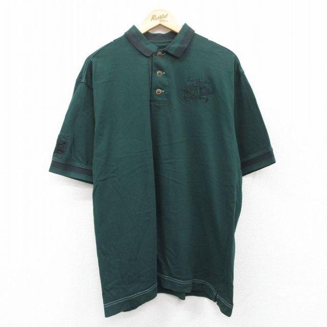 XL★古着 半袖 ポロ シャツ メンズ 00年代 00s ゴルフ 大きいサイズ コットン 緑他 グリーン 25apr26 中古 トップス
