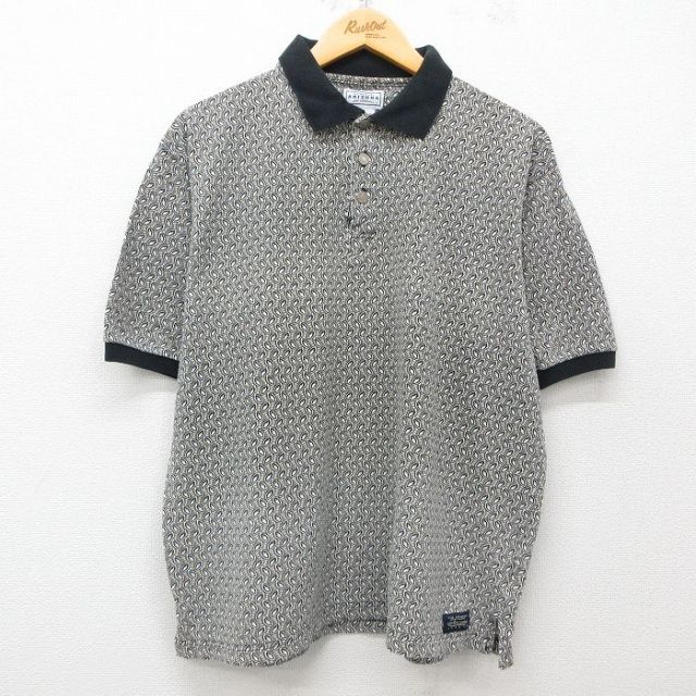 XL★古着 アリゾナジーンズ 半袖 ポロ シャツ メンズ 00年代 00s 総柄 大きいサイズ コットン グレー他 25may16 中古 トップス