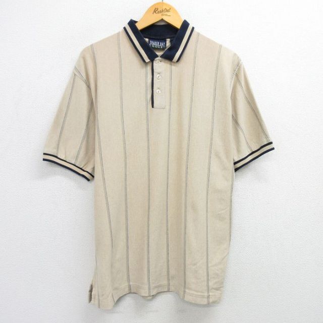 【50%OFF】00s 半袖ポロシャツ ゴルフ カーキストライプ XL | 古着