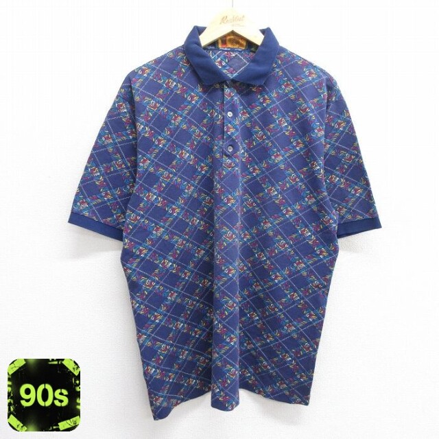 90s 半袖ポロシャツ ネイビー XL | 古着