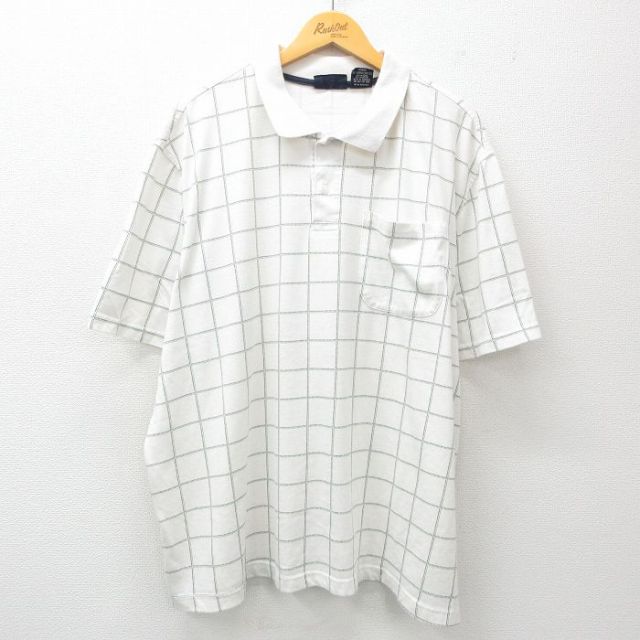 【50%OFF】ピューリタン 00s 半袖ポロシャツ ホワイトチェック XL | 古着