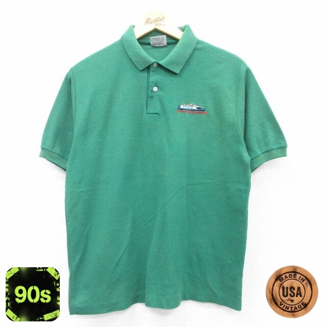 90s 半袖ポロシャツ 船 グリーン L | 古着