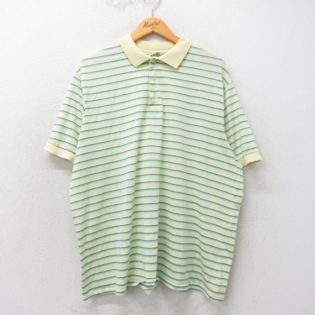 【50%OFF】90s 半袖ポロシャツ イエローボーダー XL | 古着