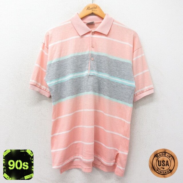 90s 半袖ポロシャツ ピンク L | 古着