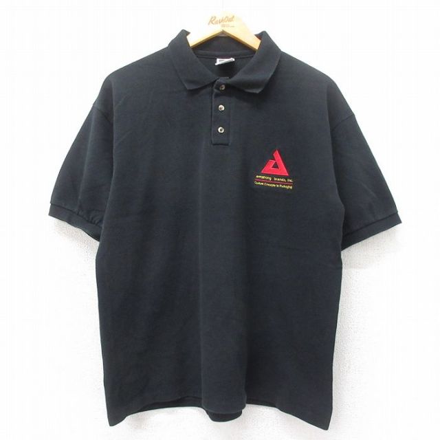 XL★古着 半袖 ポロ シャツ メンズ 00年代 00s armstrong 鹿の子 コットン 黒 ブラック 25may22 中古 トップス