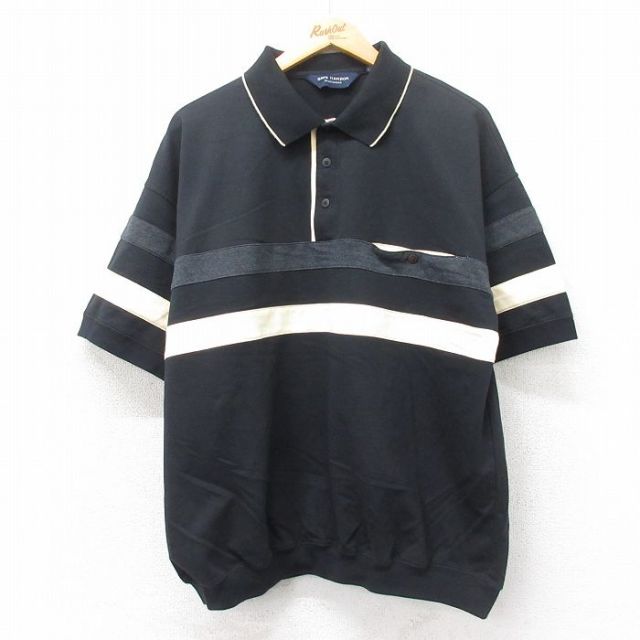 XL★古着 半袖 ポロ シャツ メンズ 大きいサイズ 黒他 ブラック 25may22 中古 トップス