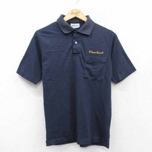 S★古着 ヘインズ Hanes 半袖 ポロ シャツ メンズ 90年代 90s Union Special USA製 紺 ネイビー 25may23 中古 トップス
