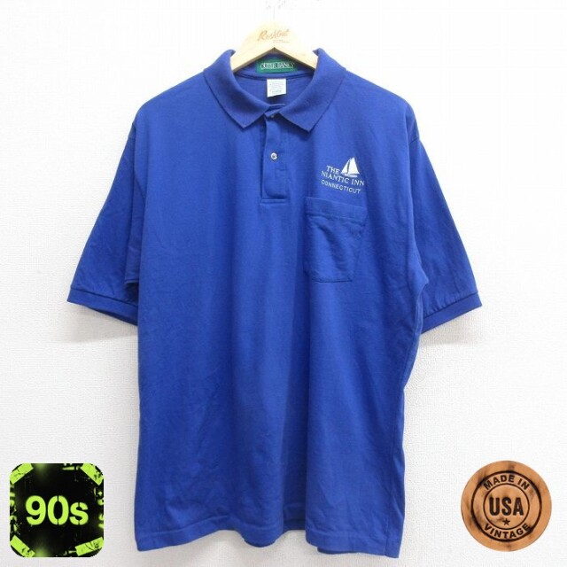 90s 半袖ポロシャツ ヨット ブルー XL | 古着