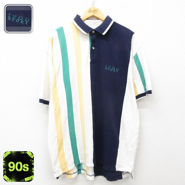 IZOD 90s 半袖ポロシャツ ワンポイントロゴ 生成り XL | 古着