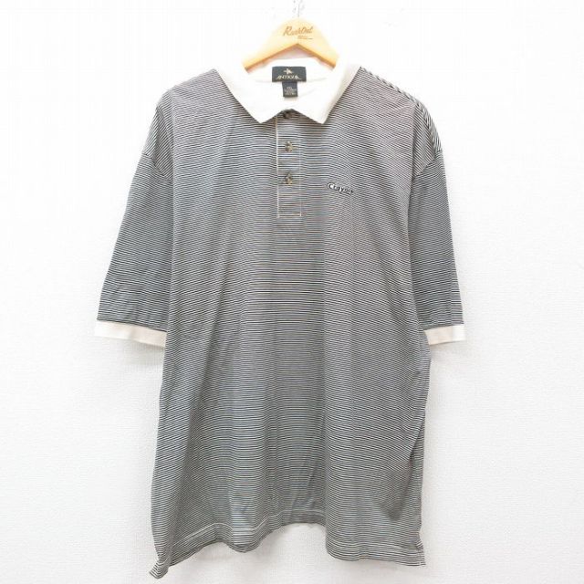 【50%OFF】クレオラ 00s 半袖ポロシャツ ホワイトボーダー XL | 古着